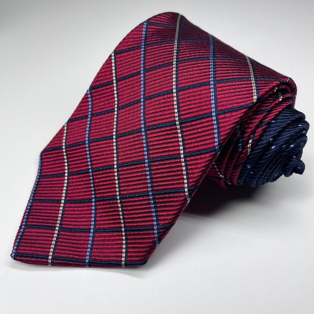 Tommy Hilfiger Repp Silk Men's Necktie Striped‎ Red White Blue Made In USA